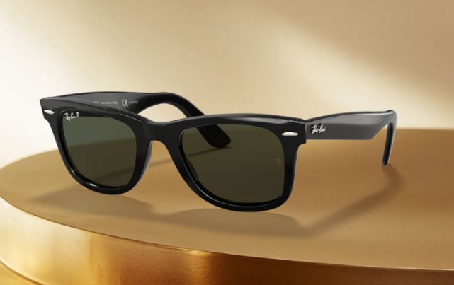 RB2140 901/58 SIZE 50 WAYFARER BLACK WITH GREEN POLARIZED UNISEX 805289126591 view 3