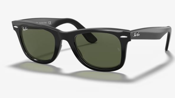 RB2140F 901 SIZE 54 BLACK WAYFARER /GREEN LENS UNISEX 805289749752 view 3