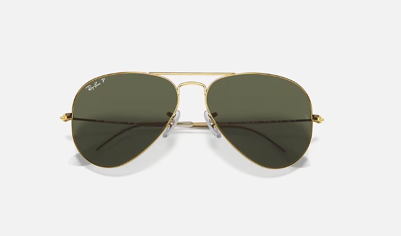 RB3025 001/58 SIZE 58 GOLD WITH POLARIZED GREEN G-15 LENS view 4