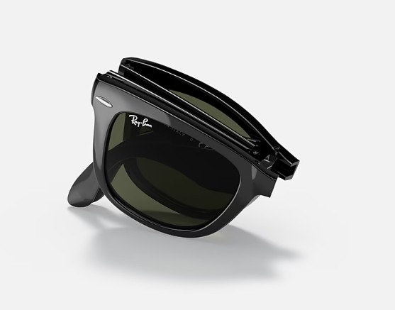 RB4105 601 SIZE 50 FOLDING WAYFARER BLACK WITH GREEN G-15 LENS view 3