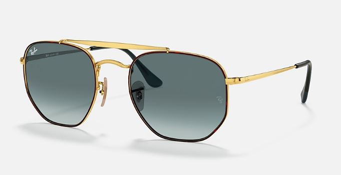 RB3648 91023M MARSHAL SIZE 54 SQUARED UNISEX HAVANA/GOLD WITH BLUE GRADUAL LENS 8053672926576 view 3