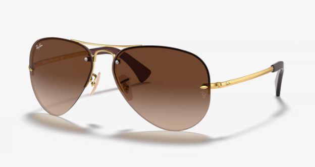 RB3449 001/13 SIZE 59 GOLD /BROWN GRADIENT LENS SEMI RIMLESS AVIATOR UNISEX 805289453024 view 3